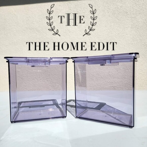 2X The Home Edit Medium Canisters Food Storage Containers Clear 4" x 6" x 6" Pan - Picture 2 of 7